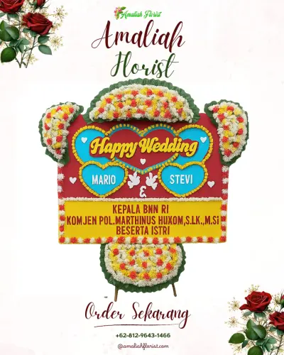 Karangan Papan Bunga Pernikahan di Sogaten